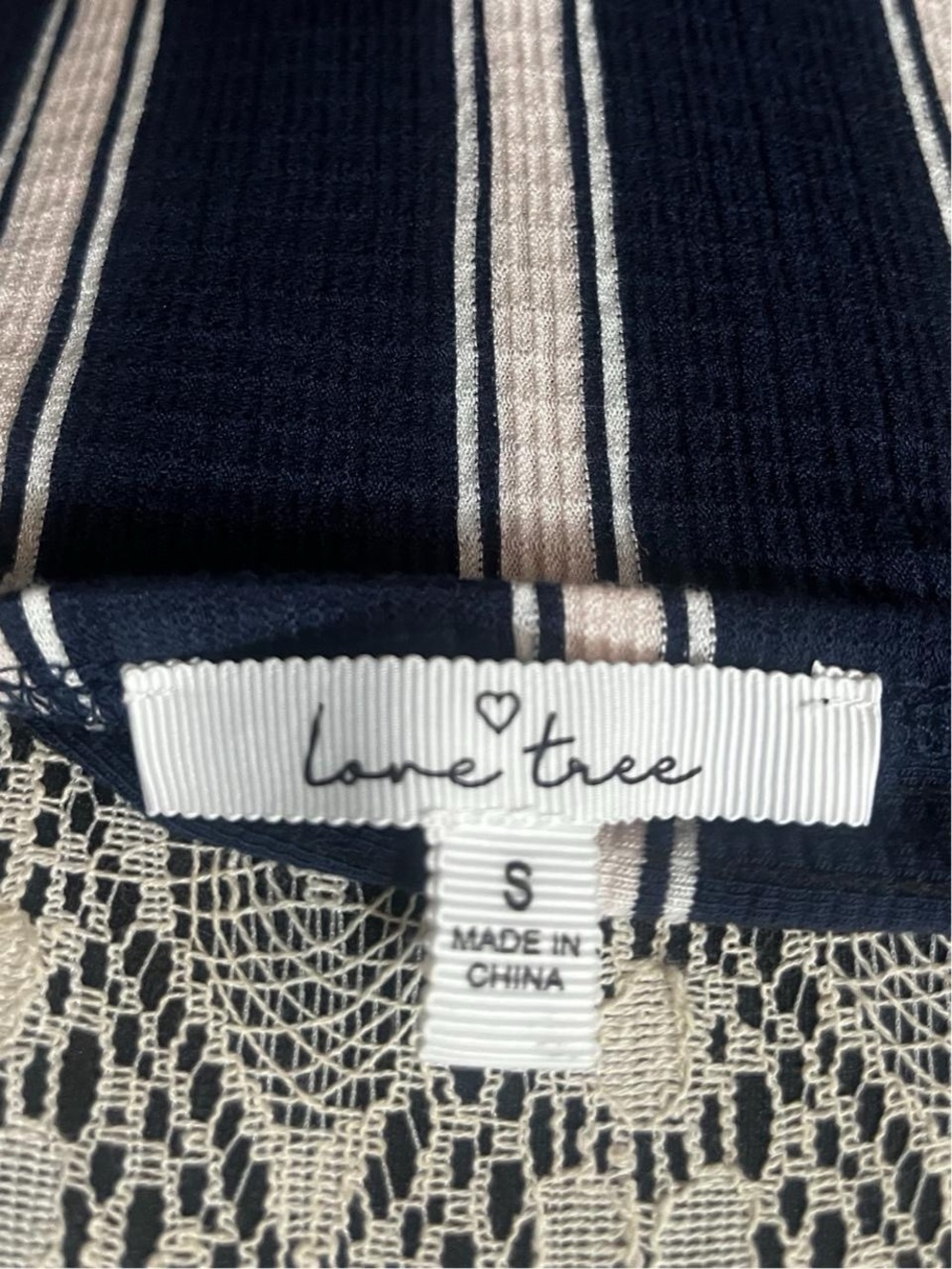 Love Tree Navy and White Strapless Wide-Leg Jumpsuit - Picture 5 of 5